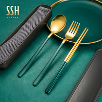 Chopsticks Spoon Set net Red Personality European 304 Stainless Steel Portable Tableware Work Student Travel Single Pack