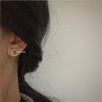 France 100 Hitch Retro Refined Baroque Lace Pearl Temperament Foggy Blue 925 Ear Nail Woman Taste Ear Clip