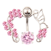 Umbilical nail hypoallergenic foreign trade explosion style human puncture navel ring buckle flower zircon combination waist trinkets