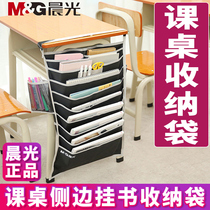 Morning light hanging book bag large capacity multifunction desk containing student desk hanging bag Canvas Cashier Bag brief Han version Creative Mori Department of first High School birth Book clip Books leaning on the book stand Girl Swind