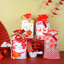 Wealth cat drawstring bag snowflake shortbread dry cork pocket Nougat Bag New Years Christmas bag wedding bag wedding candy bag