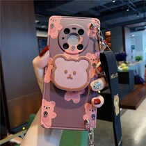 Suitable for Huawei mate40 mobile phone shell cute little bear inclined cross mate30 with bracket silicone anti-fall net red female