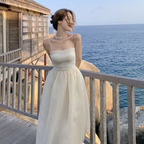 2021 Super fairy waist organza sling dress dress female Sanya Seaside Beach Skirt
