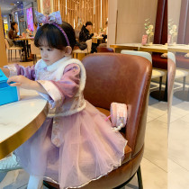Fall in love with the girl girl Bayou Niu to wear the baby net red suit children plus suede winter clothing for Chinese New Year Han clothes festive clothes
