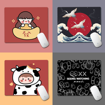 Cartoon girl style mouse pad Small square student learning office home notebook mat super cute thickened lock edge anti-slip high sensitive wrist protection Simple and fresh table mat resistant to dirt and washable