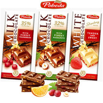 Russian victory chocolate imported sandwich dark chocolate raisins hazelnut cranberry strawberry white chocolate