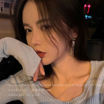 Super beautiful ~ round face thin earrings niche design sense earring drop girl temperament long super fairy air senior Earring Girl
