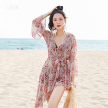 Swimsuit conservative split Three sets of long sleeves Andromeda Fan 2022 new wave cover with slim and small breasts to woo bikini