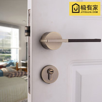 Yibaili American bronze indoor bedroom door handle simple leather room door lock leather mute wooden door lock