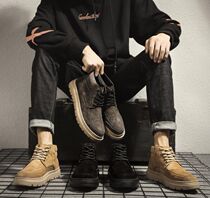 Martin boots male English wind autumn and winter mid-help leather retro trend short boots casual tooling Bullock leather shoes men