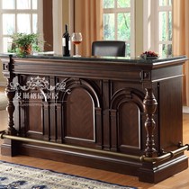 American retro solid wood wine cabinet European marble bar table home partition bar hotel cashier custom