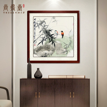 Shang De Tang Chinese painting Hand-painted authentic living room Chinese decorative painting Study hanging painting Flowers and birds painting Bamboo newspaper peace Ink painting