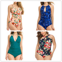 Europe and the United States foreign trade swimsuit female fat MM belly cover thin large size big chest one-piece triangle fat woman large size hot spring swimsuit