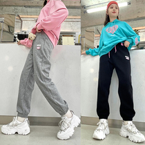 Girls Leisure Sweatpants 2021 Spring and Autumn New Korean version of foreign style in big children loose Harlan wear black trousers