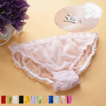 Breathable size XXL high-grade womens silk underwear comfortable ruffle Georgette low waist breifs women quick-drying