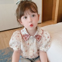 Child Clothing Girl Retro Shirt Bubble Sleeveless Children Summer Dress Crumbled Dolls Collar Foreign Air Liner Clothes Baby Short Sleeve Blouse