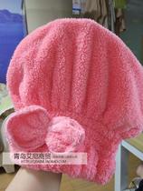 South Korea original imported long velvet bow dry hair cap coral fleece material super soft absorbent shower cap