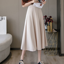 Fashion brand Ocnltiy womens autumn Korean version slim slim light cooked wind high waist medium long a-line skirt