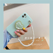 Summer fresh green love bracket pearl chain vivox60 mobile phone case x21 all-inclusive anti-drop x27 gentle x60pro trend x50 women x23x30 liquid silicone s9