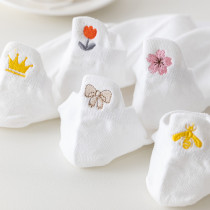 Spring Summer Day Department Cotton Hollowed-out Mesh Breathable Short Socks White Little White Socks Student Sports Lady Pure Cotton Socks Thin