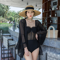 2021 new sexy womens swimsuit one-piece small chest steel rest bikini hot spring belly tripe