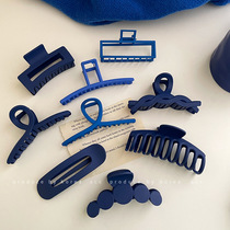 Blue geometric cross hair clip Hong Kong style retro hair clip simple all-match hair catch autumn and winter temperament hair accessories for women