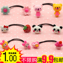 Double head children hair accessories girl hair rope cute cartoon head rope baby rubber band does not hurt Hairband sheep horn braid