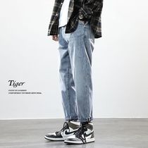 Spring Autumn Season New Jeans Mens Wave Cards Loose Straight Barrel 2022 Spring Men Casual Tooling Long Pants