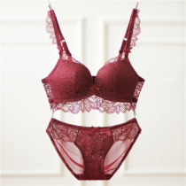 Womens bra thick small breasts gather sexy lace without steel ring comfortable beautiful back girl underwear set autumn and winter New