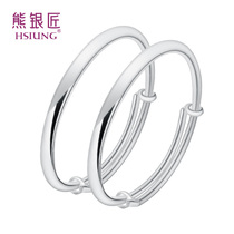 Silver bear silversmith silver bracelet female 999 sterling silver 2021 new glossy silver bracelet simple silver bracelet silver jewelry to send girlfriend