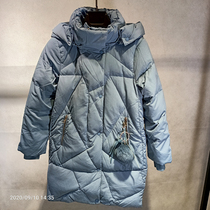 Winter new womens medium and long down jacket 80 white duck down removable hat thickened warm straight zipper