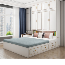 Childrens wardrobe bed one-piece multi-function combination space-saving bookshelf bed Small apartment bedroom cloakroom Tatami bed