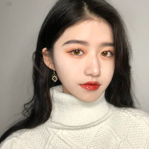 South Korea square stitching diamond earrings 2021 New Tide temperament Joker long super Fairy earrings