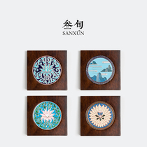 Thirty-year enamel coaster household solid wood tea tray creative Zen Cup heat insulation pad kung fu tea ceremony spare parts