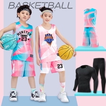 Childrens basketball clothing autumn and winter long sleeve suit men and women primary and secondary school students sports training uniform youth basketball jersey
