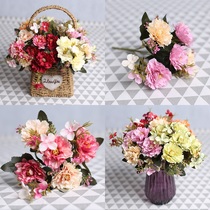 Peony Flower simulation flower bouquet Rosehip Wedding Celebration with hotel Fake Flower Dining Room decorated with small frescoed silk flower flower arrangement