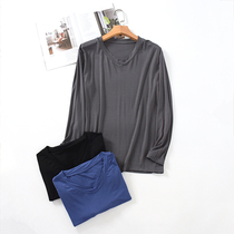 Mens modal long sleeve T-shirt base shirt spring and summer thin autumn clothes plus fat v collar young middle-aged and elderly