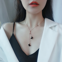 2020 new titanium steel necklace women do not fade Net Red Butterfly tassel Super fairy temperament Joker rose gold choker