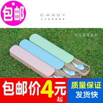 Travel Student Chopsticks Spoon Suit Portable Cutlery Suit Creative Cute Single Case Stainless Steel Spoon