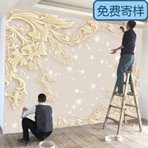 European TV background wall wallpaper home Modern simple luxury pattern Film and Television Wall dress painting self-adhesive wallpaper flowers