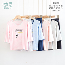 Childrens clothing modal pajamas boys and girls summer thin solid color baby air-conditioned home clothes seven-point sleeve Capri pants 1