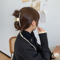 Advanced sense Pearl catch hairclip shark clip Net Red large clip headgear hairclip head wash hair accessories tide summer