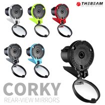 THEBEAM CORKY road bike rearview mirror wide angle small folding pneumatic handlebar plug bicycle mirror
