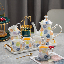 Nordic Light Lavish Ceramic Water Cup Suit Home Living Room High Temperature Resistant Afternoon Tea Cup Tea Cup with disc whole set of gift sets