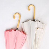 Umbrella long handle straight lever umbrella female clear rain dual-use male student retro wind minimalist umbrella day ensemble Sweet Umbrella