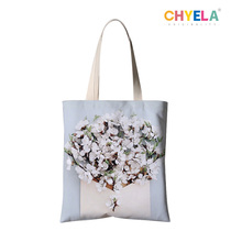 Fresh literary Lily Rose flower romantic and warm canvas bag shoulder-to-shoulder shopping bag custom sail bag