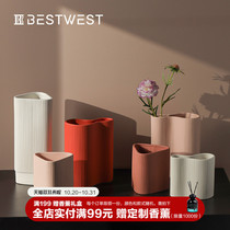 BEST WEST geometric ceramic vase ornaments designer living room dried flower sash vase decorations decoration creative