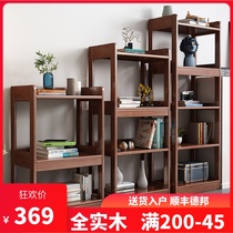 Full solid wood bookshelf Floor shelf Simple household student multi-layer storage rack Simple log childrens small bookcase