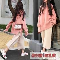 Maternity clothing autumn suit fashion style tide mother sweater two-piece set Small net red foreign style age-reducing maternity clothing