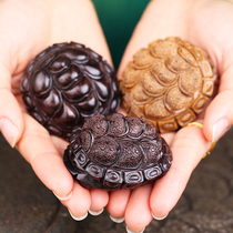 Fuyunchang ebony handmade wood carving rich armor one side turtle shell handle men and women carry the handle text play pendant gift